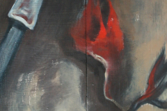 Olasz Attila A lándzsa hegye 2018 olaj fa 105 x 30 cm