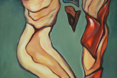 Olasz Attila Lebegő torzók 2017 olajvászon 70 x 50 cm